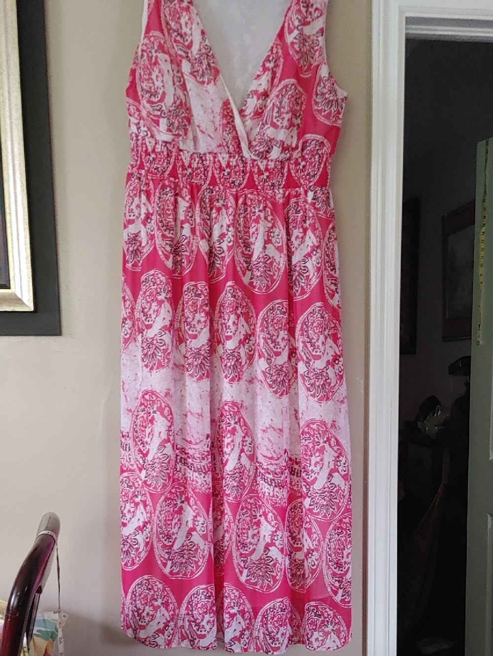 Lane Bryant Pink and White Sleeveless Maxi Dress Sz 18